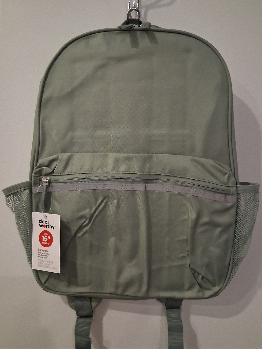 ✅️ NEW FULL SIZE Gray Nylon 15 Inch LAPTOP Backpack w Front Zipper Pocket 2 Side